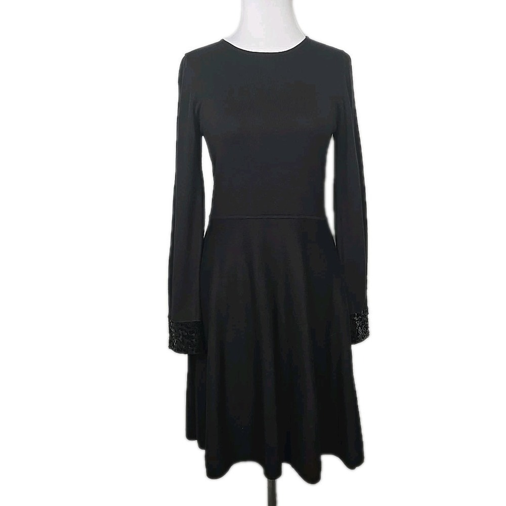Jason Wu Black Sweater Dress Sequin Cuff Size Medium M